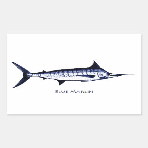 Blue Marlin Logo Rectangular Sticker