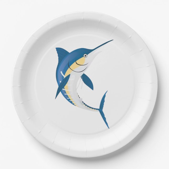 Blue Marlin nautical  Paper Plate (Front)
