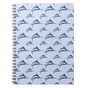 Blue Marlin Pattern Spiral Notebook