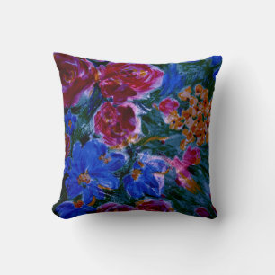 Blue, Maroon, Floral Beautiful Cushion
