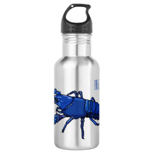 Blue marron crayfish cartoon illustration 532 ml water bottle