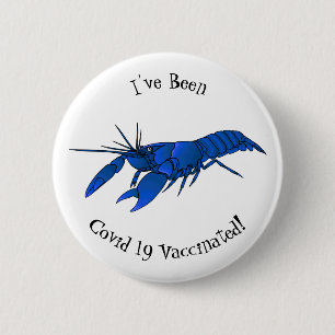 Blue marron crayfish cartoon illustration  6 cm round badge