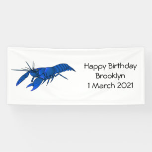 Blue marron crayfish cartoon illustration banner