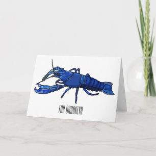 Blue marron crayfish cartoon illustration card