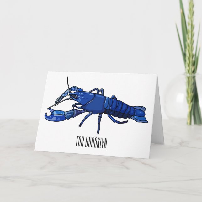Blue marron crayfish cartoon illustration card (Front)