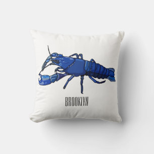 Blue marron crayfish cartoon illustration cushion