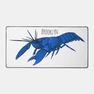 Blue marron crayfish cartoon illustration desk mat