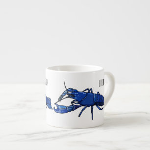 Blue marron crayfish cartoon illustration espresso cup