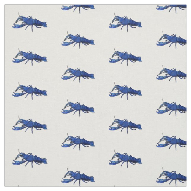 Blue marron crayfish cartoon illustration fabric (Swatch)