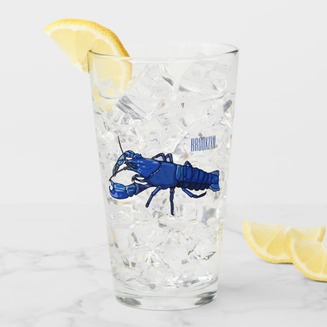 Blue marron crayfish cartoon illustration glass (Front Ice)