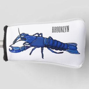 Blue marron crayfish cartoon illustration golf head cover