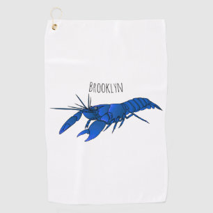 Blue marron crayfish cartoon illustration golf towel