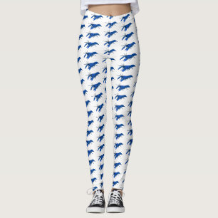 Blue marron crayfish cartoon illustration leggings