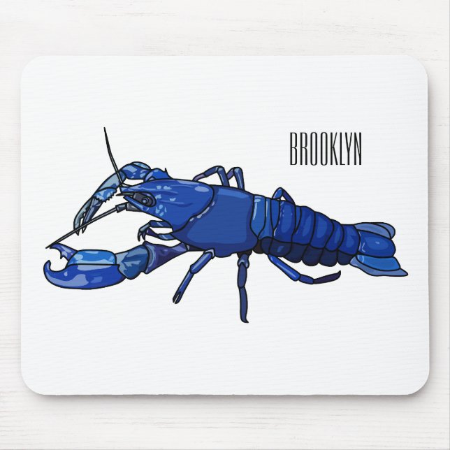 Blue marron crayfish cartoon illustration mouse pad (Front)