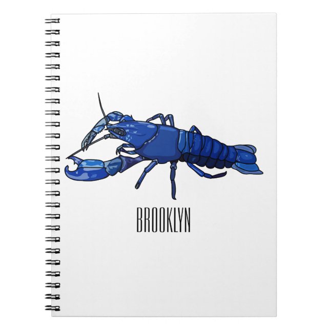 Blue marron crayfish cartoon illustration notebook (Front)
