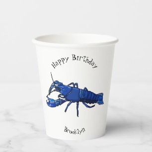 Blue marron crayfish cartoon illustration paper cups