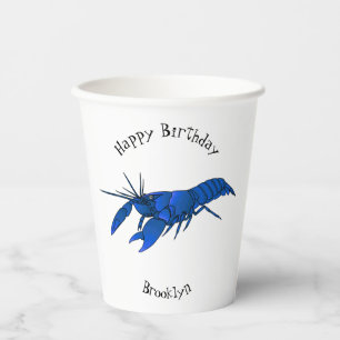 Blue marron crayfish cartoon illustration paper cups