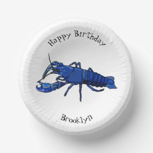 Blue marron crayfish cartoon illustration paper plate