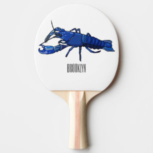 Blue marron crayfish cartoon illustration ping pong paddle