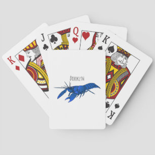Blue marron crayfish cartoon illustration playing cards