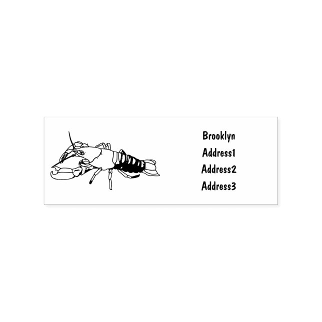 Blue marron crayfish cartoon illustration rubber stamp (Imprint)