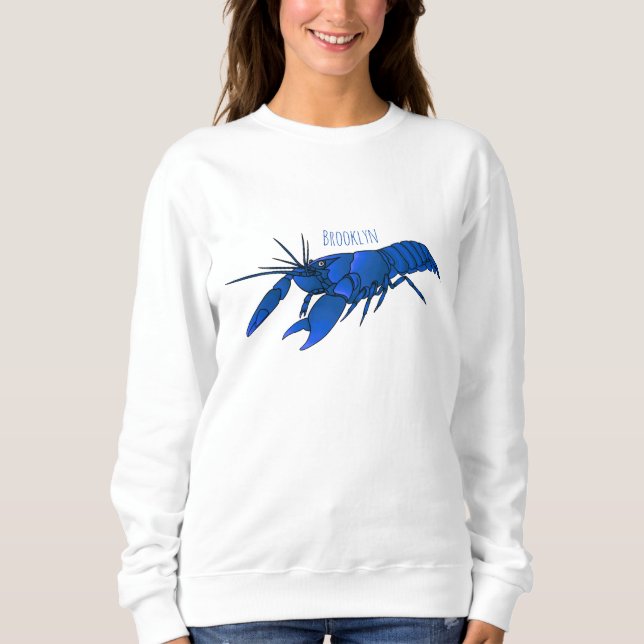 Blue marron crayfish cartoon illustration  sweatshirt (Front)