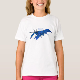 Blue marron crayfish cartoon illustration T-Shirt