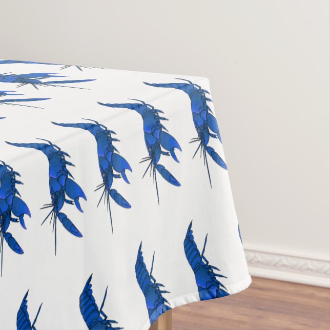 Blue marron crayfish cartoon illustration tablecloth (In Situ)