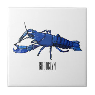 Blue marron crayfish cartoon illustration tile