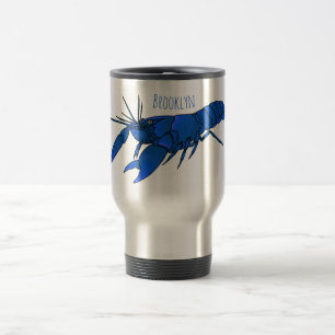 Blue marron crayfish cartoon illustration travel mug