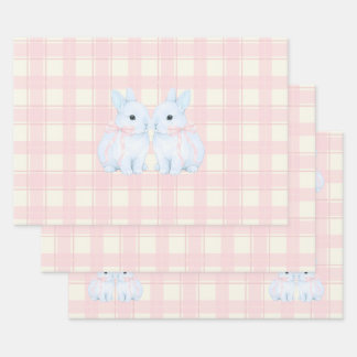 Blue Marshmallow Bunny Rabbits Easter Wrapping Paper Sheet