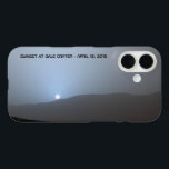 Blue Martian Sunset iPhone 16 Case<br><div class="desc">Sunset on Mars as photographed by NASA's Curiosity rover. Sundown in Gale Crater on the 956th day, or sol (April 15, 2015), of the Curiosity mission. Customisable text reading "SUNSET AT GALE CRATER -APRIL 15, 2015" also appears. When the photograph was taken there was much very fine dust in the...</div>