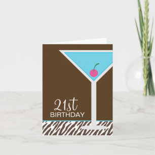 Blue Martini and Zebra Pattern Card