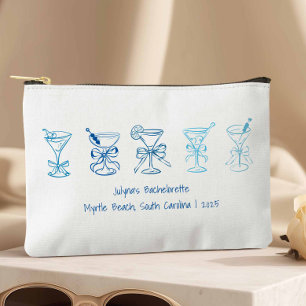 Blue Martini Bachelorette Party Bridesmaid Gift Accessory Pouch