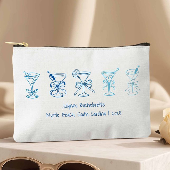 Blue Martini Bachelorette Party Bridesmaid Gift Accessory Pouch (Creator Uploaded)