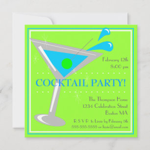 Blue Martini Cocktail Party Invitation