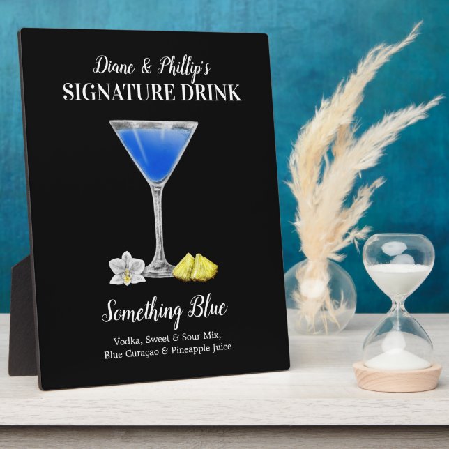 Blue Martini • PERSONALIZE this Signature Drink Plaque (Side)
