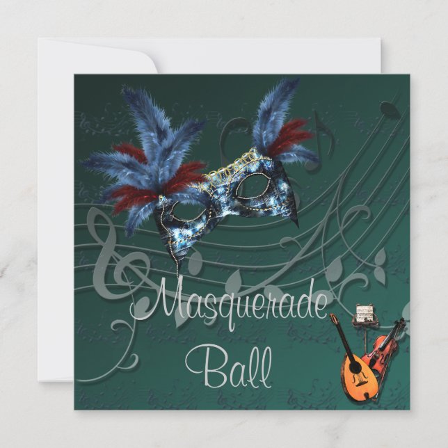 Blue Mask Masquerade Ball Invitation (Front)