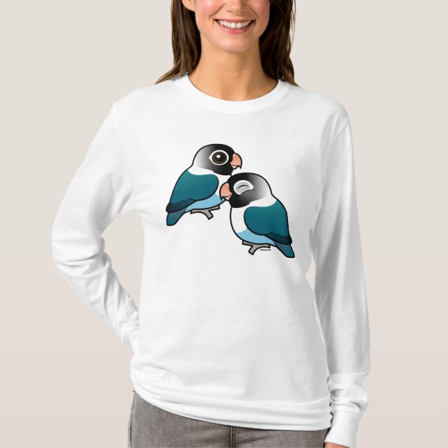Blue Masked Lovebird Adorable Pair T-Shirt (Front)