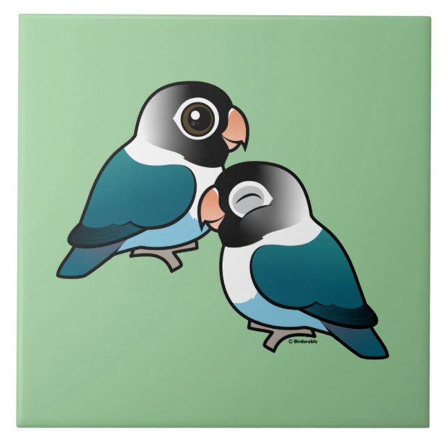 Blue Masked Lovebird Adorable Pair Tile (Front)