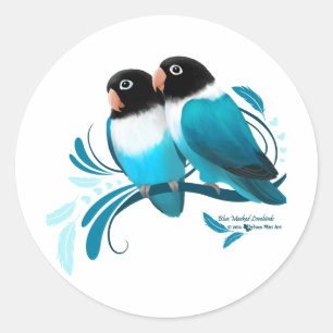 Blue Masked Lovebirds Classic Round Sticker