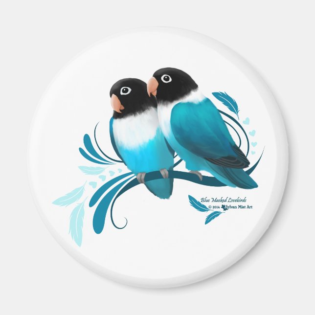 Blue Masked Lovebirds Magnet (Front)