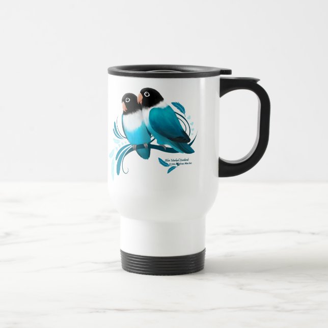 Blue Masked Lovebirds Travel Mug (Right)