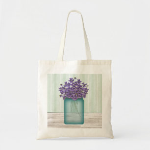 Blue Mason Jar Of Violets Bag