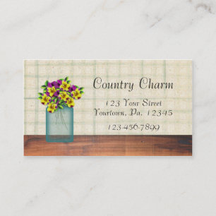Blue Mason Jar Violas Business Card