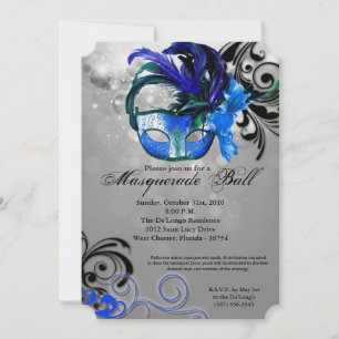 Blue Masquerade Ball Mask Costume Halloween Part Invitation