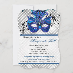 Blue Masquerade Ball Mask Costume Halloween Part Invitation