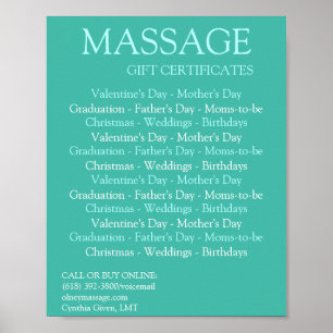 BLUE massage gift certificates Poster