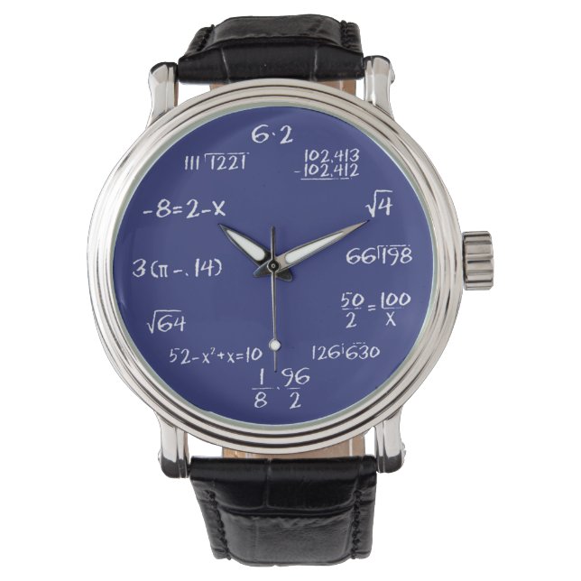 Blue Math Equations Custom Watch (Front)