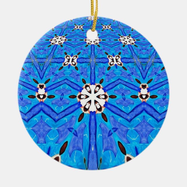 blue matrix grid ornament (Front)